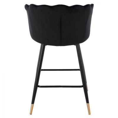 MEDIUM HEIGHT STOOL HM8736.04 BLACK VELVET WITH METAL FRAME 50x50x90 cm.