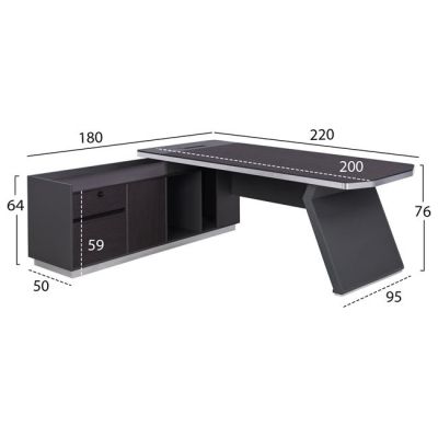 PROFESSIONAL LEFT CORNER OFFICE DESK ROSEWOOD HM2084L 220x180x76Hcm