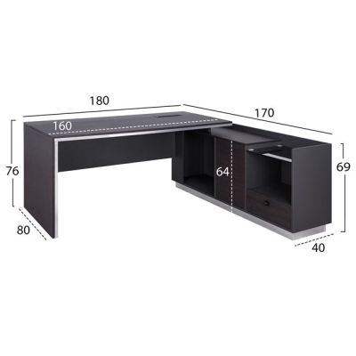 Professional office right corner Rosewood HM2086R 180x170x76cm