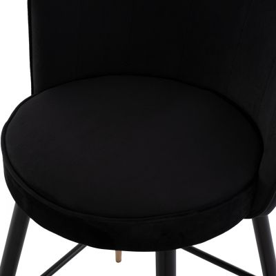 MEDIUM HEIGHT STOOL HM8736.04 BLACK VELVET WITH METAL FRAME 50x50x90 cm.