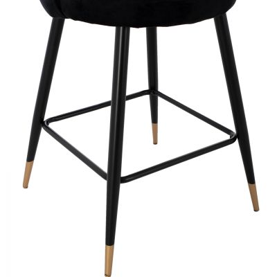 MEDIUM HEIGHT STOOL HM8736.04 BLACK VELVET WITH METAL FRAME 50x50x90 cm.