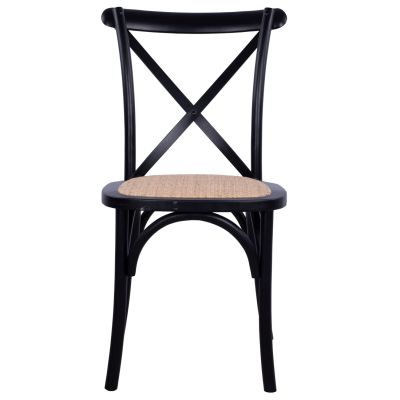 Стол Owen Стифиращ се бук Черен мат с кръстосана облегалка HM8575.02 45x55,5x90 см