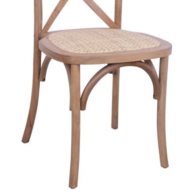 Chair Owen Wooden Stackable from beech wood dark honey color Crossed Back HM8575.01 45x55,5x90 cm
