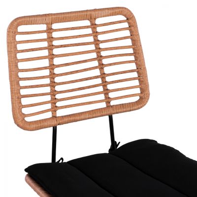 Metal Stool with pillow Allegra HM5644 with wicker in beige color 55x56x107 εκ.