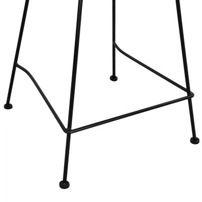 Metal Stool with pillow Allegra HM5644 with wicker in beige color 55x56x107 εκ.