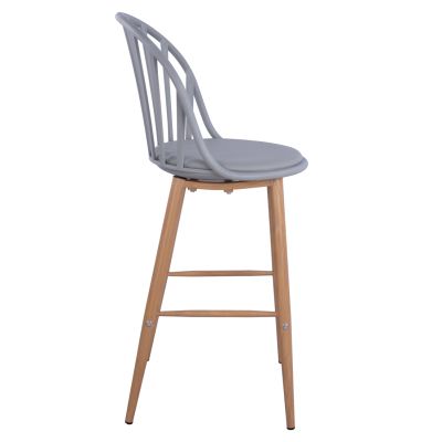 Stool Bar with metallic legs Alina HM8580.10 Grey Color 47x57x113cm