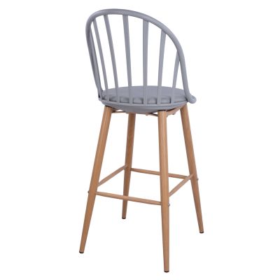 Stool Bar with metallic legs Alina HM8580.10 Grey Color 47x57x113cm