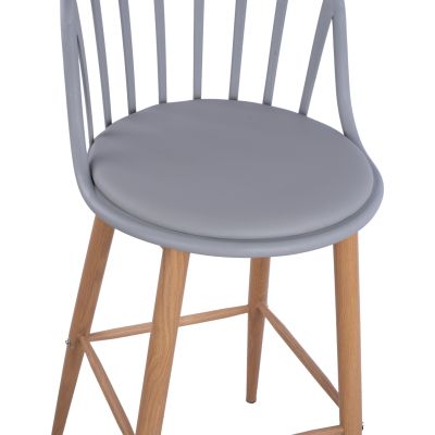 Stool Bar with metallic legs Alina HM8580.10 Grey Color 47x57x113cm