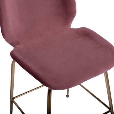 СРЕДНА ВИСОЧИНА ТАБУРЕТКА HM8524.02 КАДИФЕ ДЪСТИ РОЗОВО И ЗЛАТНО МЕТАЛНА РАМКА 48x61x103 см.