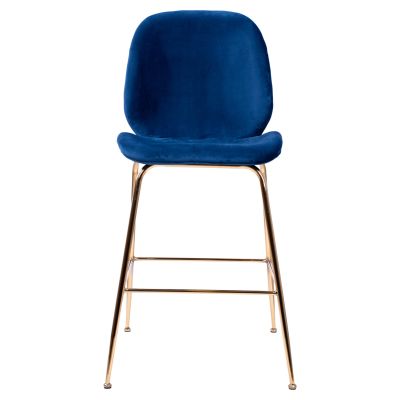 Bar Stool Nora Velvet Blue & Gold Metallic Frame HM8524.08 48x61x103cm