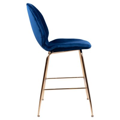 Bar Stool Nora Velvet Blue & Gold Metallic Frame HM8524.08 48x61x103cm