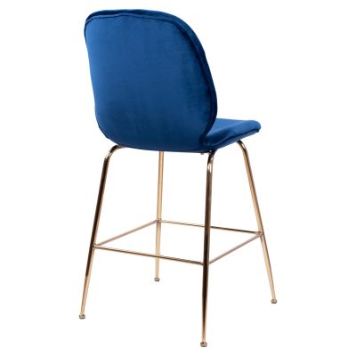 Bar Stool Nora Velvet Blue & Gold Metallic Frame HM8524.08 48x61x103cm