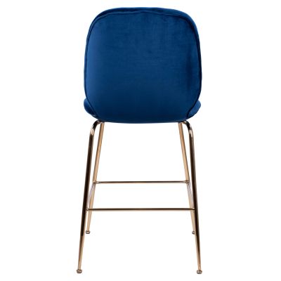 Bar Stool Nora Velvet Blue & Gold Metallic Frame HM8524.08 48x61x103cm