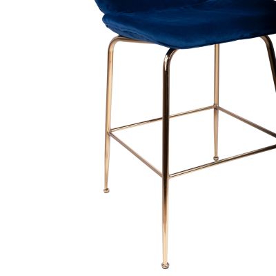 Bar Stool Nora Velvet Blue & Gold Metallic Frame HM8524.08 48x61x103cm