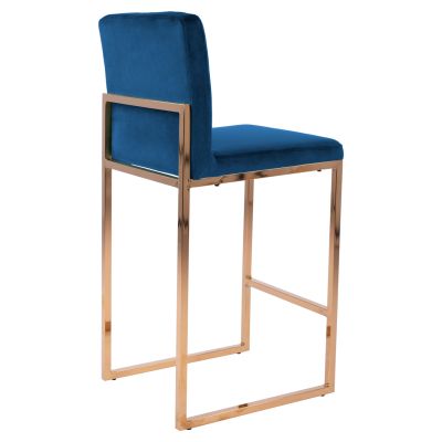 Bar Stool Piper Velvet Blue & Gold Metallic Frame HM8525.08 40x49x96cm