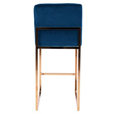 Bar Stool Piper Velvet Blue & Gold Metallic Frame HM8525.08 40x49x96cm