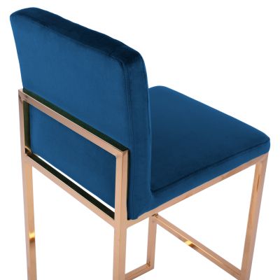 Bar Stool Piper Velvet Blue & Gold Metallic Frame HM8525.08 40x49x96cm