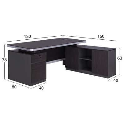 Professional office right corner HM2092R Rosewood 180x160x76cm