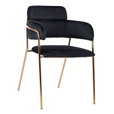 Armchair Kelso HM8521.04 Velvet Black & Gold Leg 52,5x52x80 cm