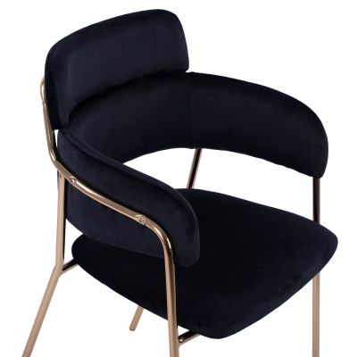 Armchair Kelso HM8521.04 Velvet Black & Gold Leg 52,5x52x80 cm