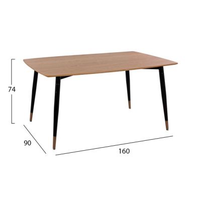 Комплект трапезна маса HM11180 5 части с естествен плот и столове в синьо кадифе