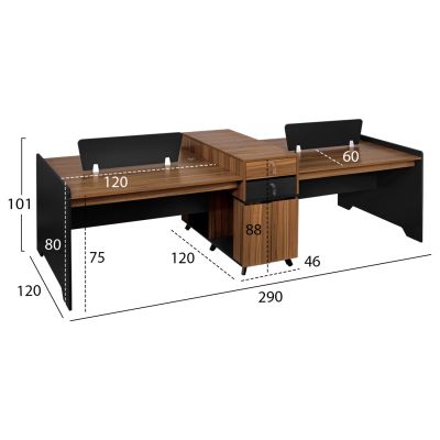Professional Workstation 4 people HM2349 Supreme 290x120x101