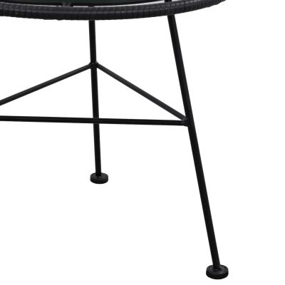 Metallic table Allegra with Wicker in Black color and glass HM5459.02 ''45x46cm
