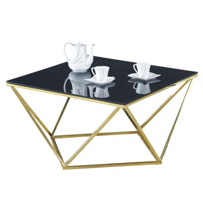 Холна маса Willow HM8613.01 с черно стъкло и позлатена основа 80X80X45 см