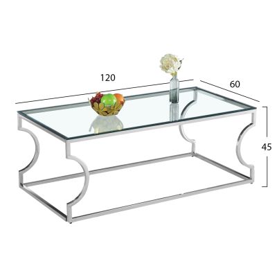 Холна маса Amara HM8615.01 с основа от стъкло и хром 120X60X45 см