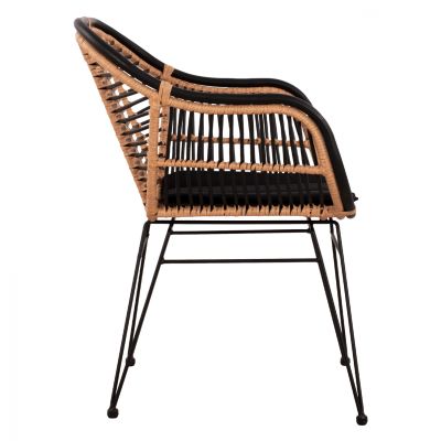 Metallic Armchair Allegra with pillows HM5663 with wicker Beige & Black color  58x60x82cm