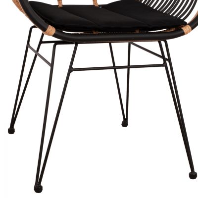 Metallic Armchair Allegra with pillows HM5663 with wicker Beige & Black color  58x60x82cm