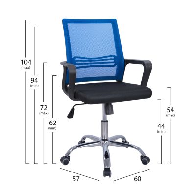 Office chair HM1148.08 in black color with blue back 60x57x104cm