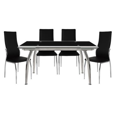 Set dining table 5 pieces Table Loca 170x80- Kim Black HM10012.02