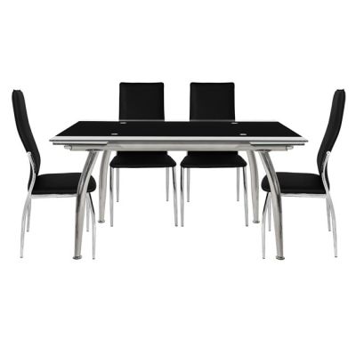 Set dining table 5 pieces Table Loca 170x80- Kim Black HM10012.02