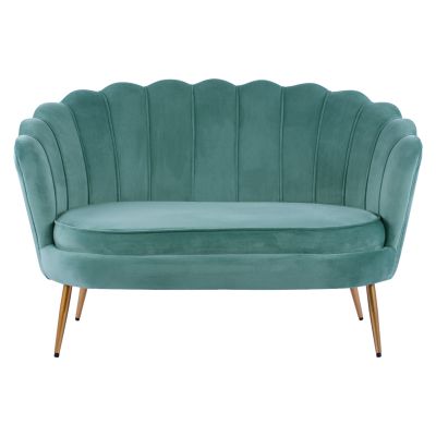 Диван 2 места Coquille HM8627.07 от фъстъчен цвят със златни крака 130x77x83см