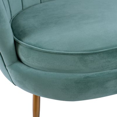 Диван 2 места Coquille HM8627.07 от фъстъчен цвят със златни крака 130x77x83см
