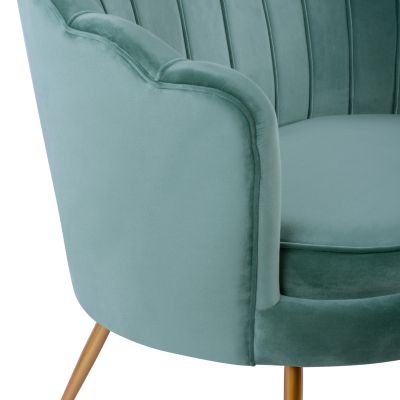 Диван 2 места Coquille HM8627.07 от фъстъчен цвят със златни крака 130x77x83см