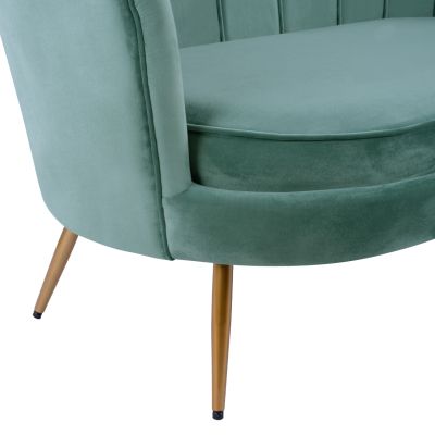 Диван 2 места Coquille HM8627.07 от фъстъчен цвят със златни крака 130x77x83см