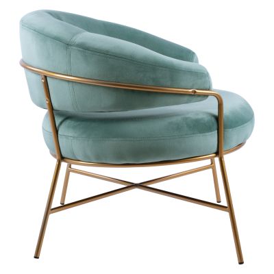 Armchair Trudi HM8639.07, pistachio green velvet, gold frame 84x79x74cm