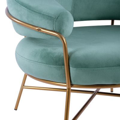 Armchair Trudi HM8639.07, pistachio green velvet, gold frame 84x79x74cm
