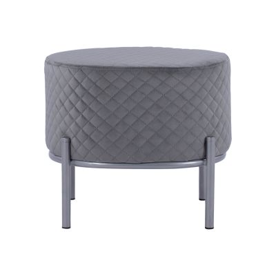 Stool Sinta HM8638.01 Grey velvet with silver base 42x42x38cm