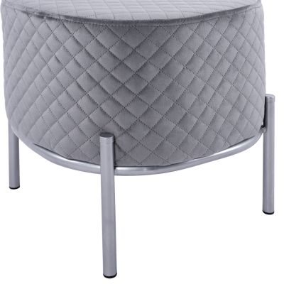 Stool Sinta HM8638.01 Grey velvet with silver base 42x42x38cm