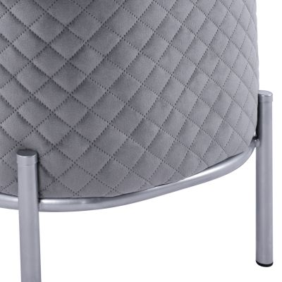 Stool Sinta HM8638.01 Grey velvet with silver base 42x42x38cm