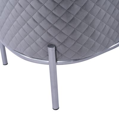 Stool Sinta HM8638.01 Grey velvet with silver base 42x42x38cm