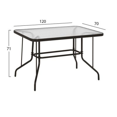 OUTDOOR METALLIC TABLE BROWN HM5679.02 BROWN WITH REINFORCED GLASS TOP 120Χ70Χ71Hcm.