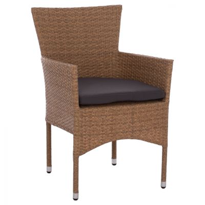 Armchair metallic with pillow & wicker brown HM5684.02 58x59x84cm