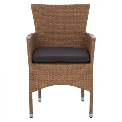 Armchair metallic with pillow & wicker brown HM5684.02 58x59x84cm