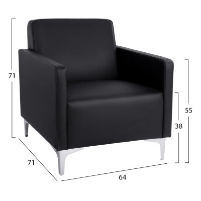 Armchair Nellie HM3159.11, black PU, 64x71x71cm