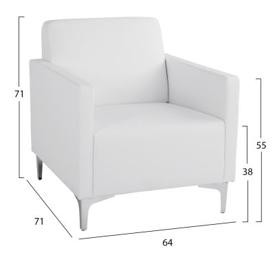 Фотьойл Nellie HM3159.12, бял PU, 64x71x71см