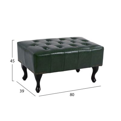 PIANO STOOL T.CHESTERFIELD EMMA HM226.08 PU CYPRESS GREEN-BLACK LEGS 80x45x39Hcm